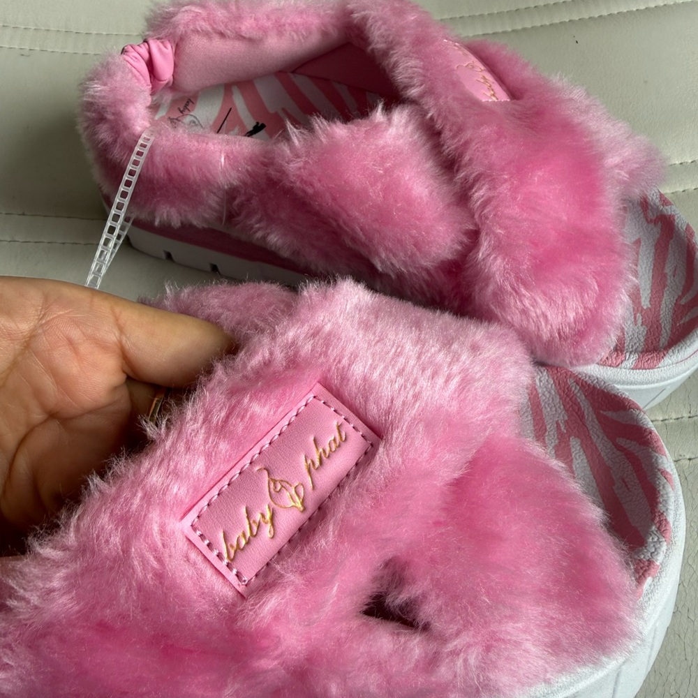 Puma Fuzzy Pink Platform Slides US 6.5 | Y2K Chunky Sandals Faux Fur Bratz - Picture 6 of 8